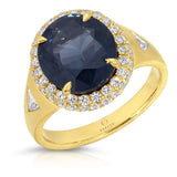 Blue Spinel and Diamond Ring