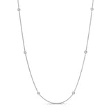Diamond Bezel Station Necklace in 14K White Gold