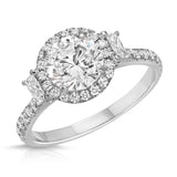 Diamond Halo 3 Stone Engagement Ring