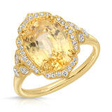 Yellow Sapphire and Dimaond Ring