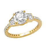 Round Three Stone Diamond Engagement Ring in 14K Yellow Gold